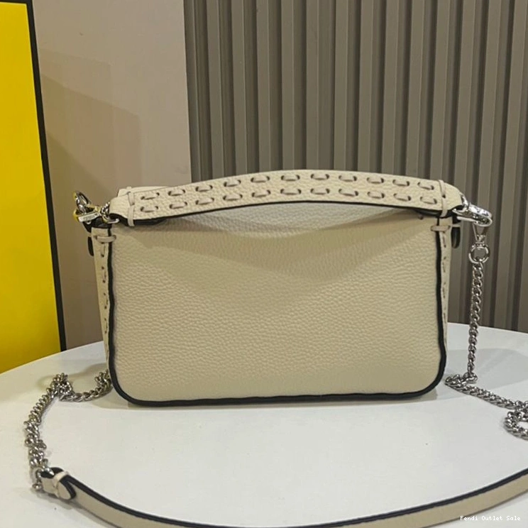 Cheap Baguette In Fendi Mini Leather Cuoio Bag Romano Selleria Beige 0805